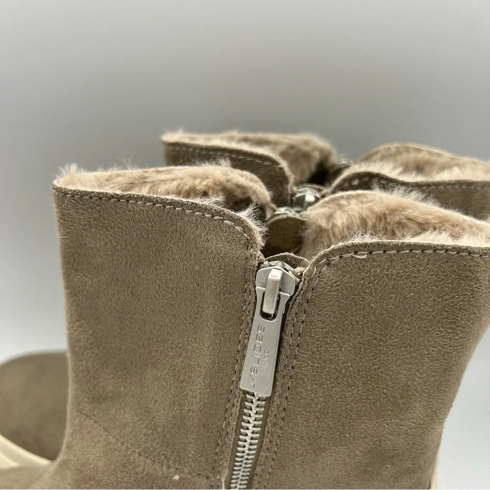 Women's J/Slides NYC Side Zip Platform‎ Ankle Boots Booties Shoes Size 10 Tan